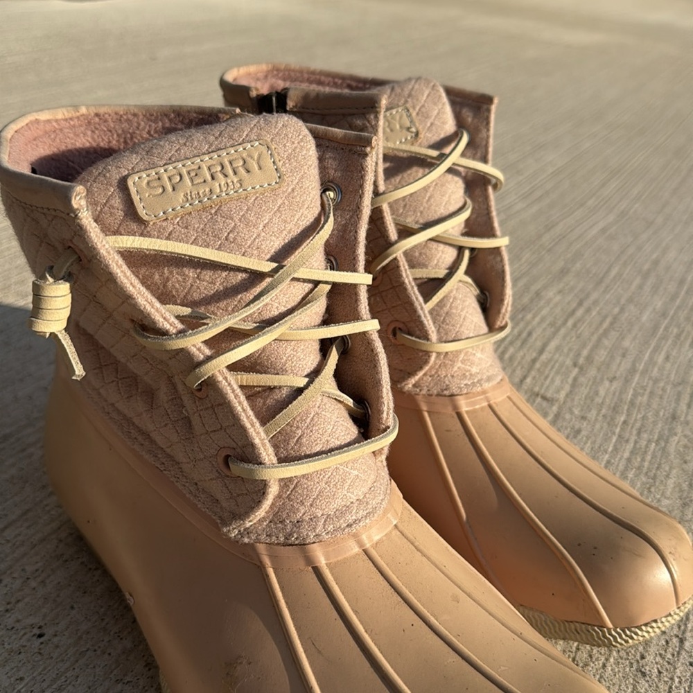 Sperry Top-Sider Saltwater Emboss Wool Rose Dust Rain Duck Boot 7.5 - Picture 4 of 8